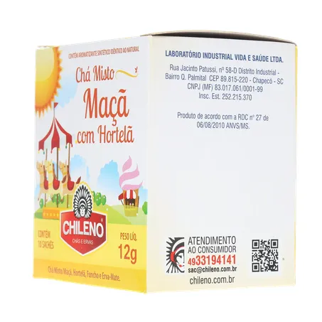 Chá Misto Chileno Maçã com Hortelã Sachê 1.2gr - Caixa com 10un - 12gr 360-6