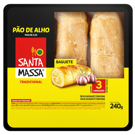 PÃO DE ALHO SANTA MASSA TRADICIONAL 240G