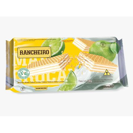 Biscoito rancheiro wafer 78g limao