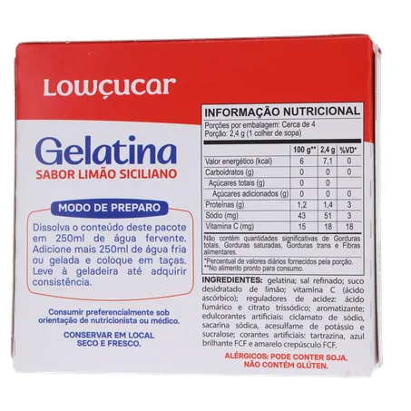 Po Gelatina Lowcucar Zero Limao Siciliano 10g 360-19