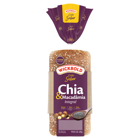 Pão wickbold grãos chia e macadâmia 38,1% integral 350g