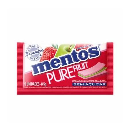 Goma de mascar mentos purefruit framboesa 8,5g
