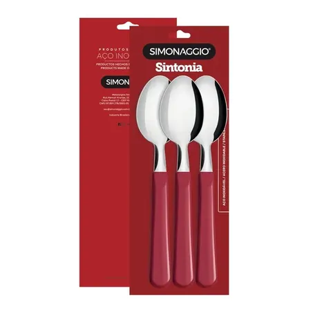 SIMONAGGIO CJ COLHER DE MESA 3 PCS VERMELHO 1301  