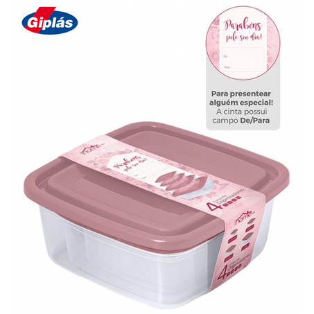 CONJUNTO POTES HOME GIPLAS 4 PEÇAS 1,38L/690/380/2
