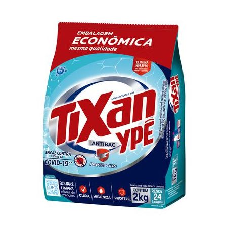 Lava-roupas Pó Tixan Ypê Antibac Pacote Embalagem Econômica 2KG