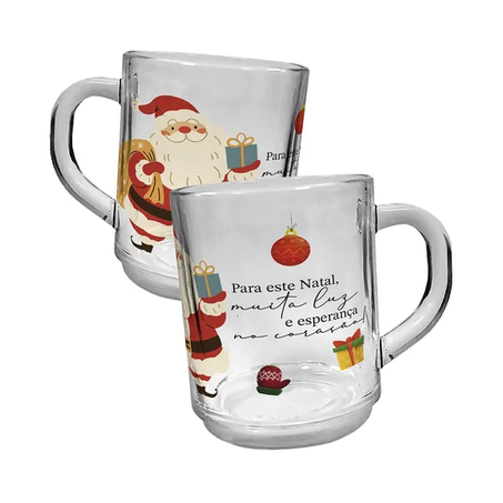 CANECA DE VIDRO NATALINA 215ML 8X7,5X10CM NTD70021