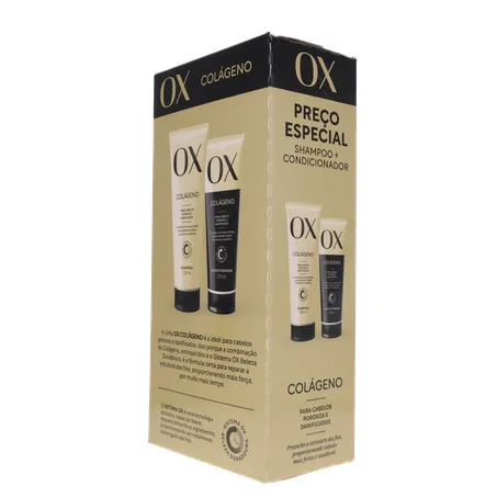 Kit Shampoo 200ml + Condicionador 170ml Ox Colágeno Caixa 370ml 360-23