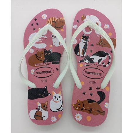 CHINELO HAVAIANAS SLIM PETS 37/38 ROSA CHIFFON