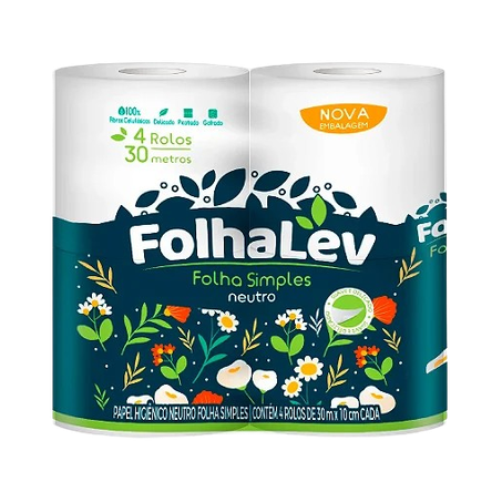 Papel Higiênico Folha Lev Folha Simples 4x30m 
 