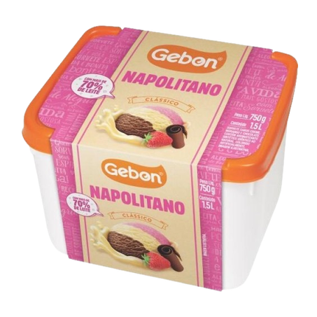Sorvete Gebon Clássico Napolitano Pote 1,5l 
 