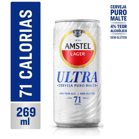 CERVEJA AMSTEL ULTRA SEM GLÚTEN LATA 269ML