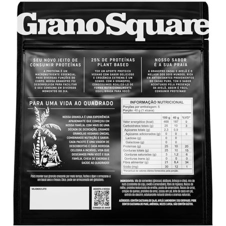 Granola GranoSquare PRO Cacau e Avelã 200g 360-1