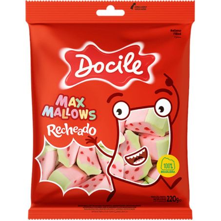 Bala maxmallows docile 220g rech morango