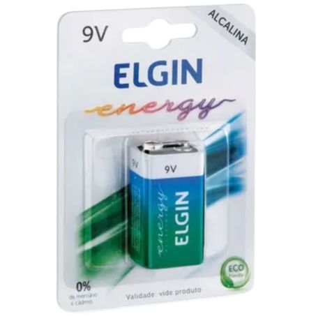 Pilha alcalina elgin bateria 9v 1un