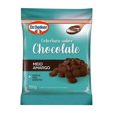 Cobertura de Chocolate Dr. Oetker 350g - Moedas de Chocolate Meio Amargo