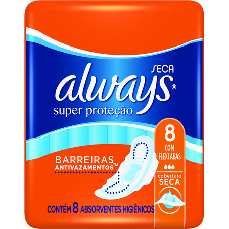 Absorvente always super proteção seca com abas com 8 unidades