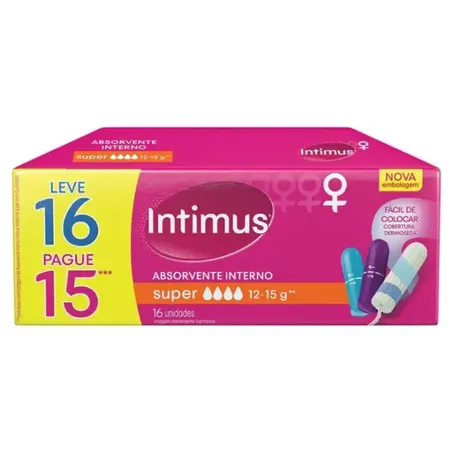 Absorvente Intimus Interno Super Leve 16 Pague 15un 
 