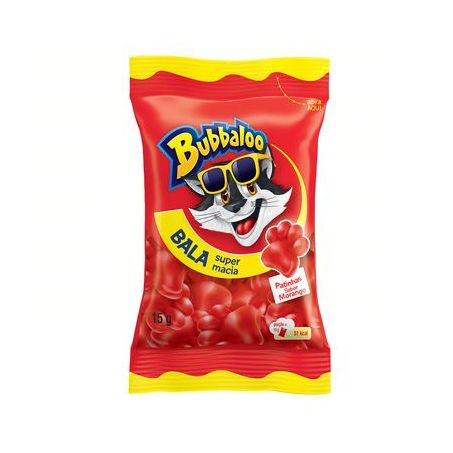 Bala Morango Patinhas Bubbaloo Pacote 15G