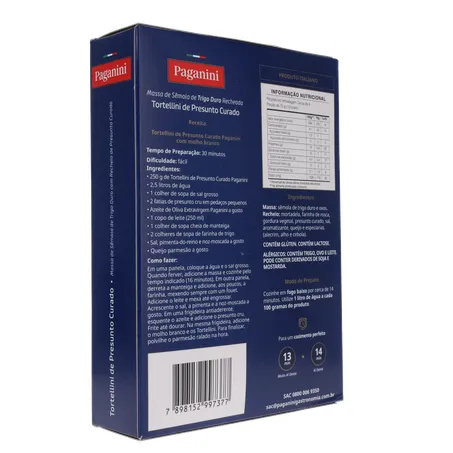 Massa Tortellini Paganini Presunto Curado Caixa 250gr 360-14