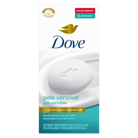 Sabonete em Barra Dove Pele Sensível 90g 6 unidades 360-6