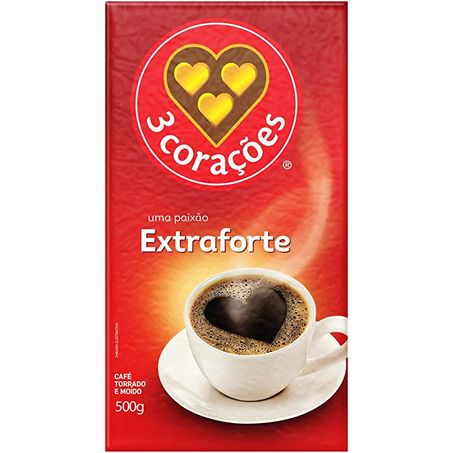 Café 3 corações torrado e moído extra forte pacote 500g