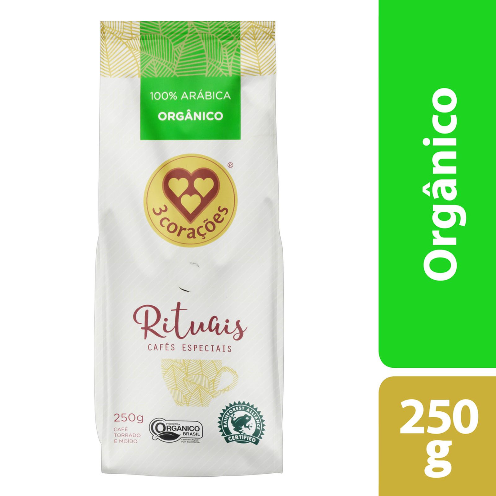 CAFÉ TORRADO E MOÍDO ORGÂNICO 3 CORAÇÕES RITUAIS