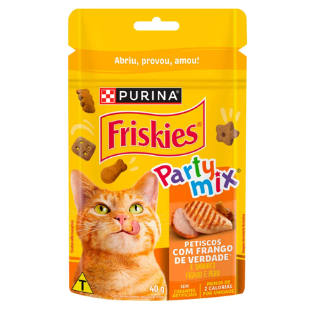 Racao petiscos gatos friskies frango nova embaalgem 40g