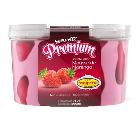 SORVETE POTE MORANGO PREMIUM 1,5L QUY SORWETTO