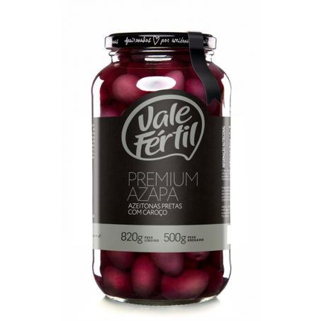 Azeitona Vale Fertil Preta Com Caroco Vidro 500g 
 