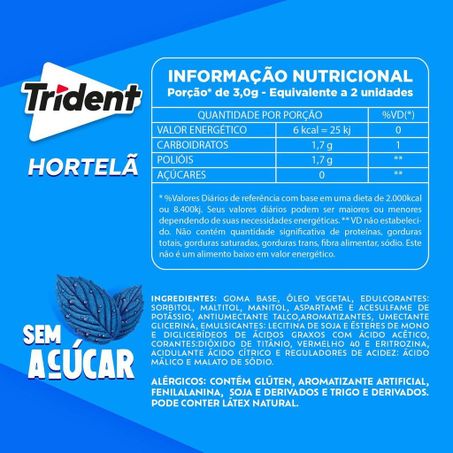 CHICLETE TRIDENT HORTELÃ 8G 360-2
