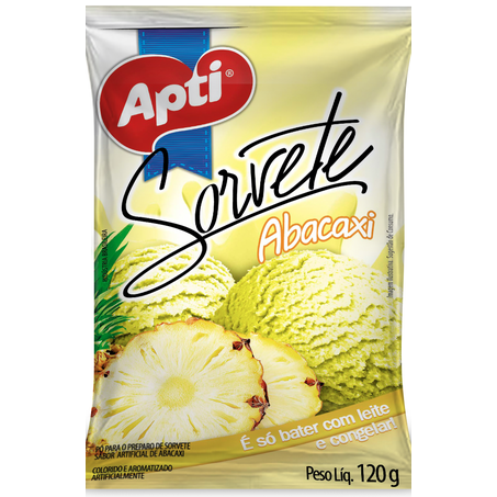 Po para sorvete apti abacaxi pct 120g