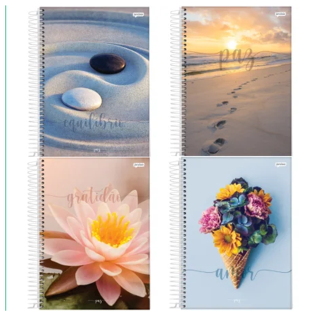 Caderno jandaia grande capa dura 80 folhas paz