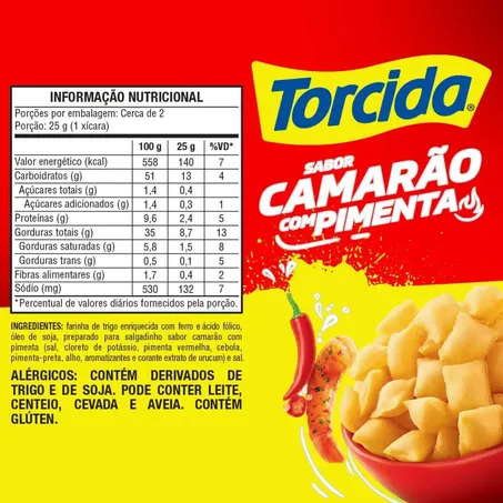 SALGADINHO TORCIDA CAMARÃO PIMENTA 60G 360-1