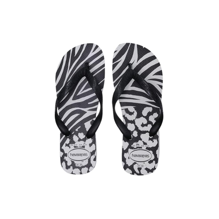 CHINELO HAVAIANAS TOP ANIMALS BRANCO/PRETO 33/34