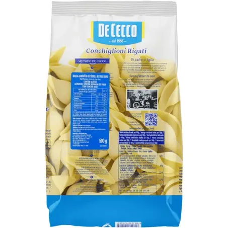 Macarrão Grano Duro Conchiglioni Rigati De Cecco 500g 360-1