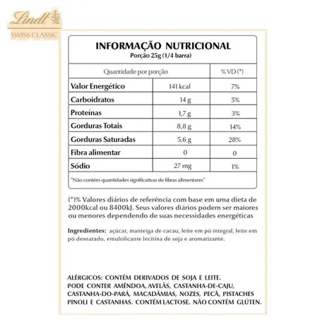Barra Chocolate Lindt Swiss Classic Branco 100g 360-3