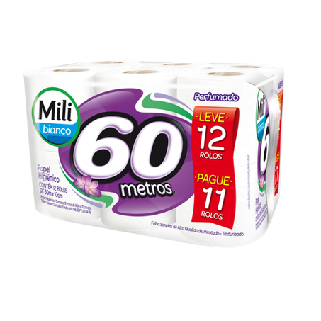 Papel Hig Mili F.Simples 60m C/12 Perfumado