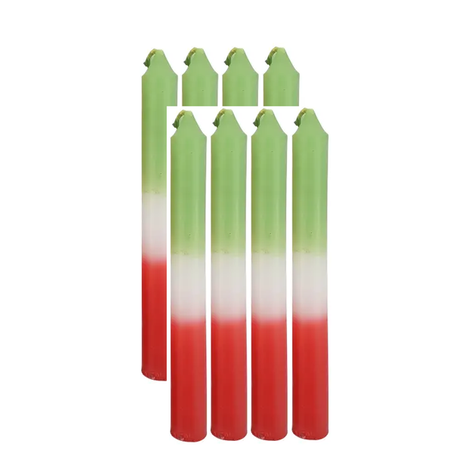VELA INCOVEL VERMELHA/BRANCA/VERDE 8X18G PCT