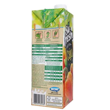 Bebida de Fruta Adoçada Su Fresh Caju Caixa com Tampa 1lt 360-29