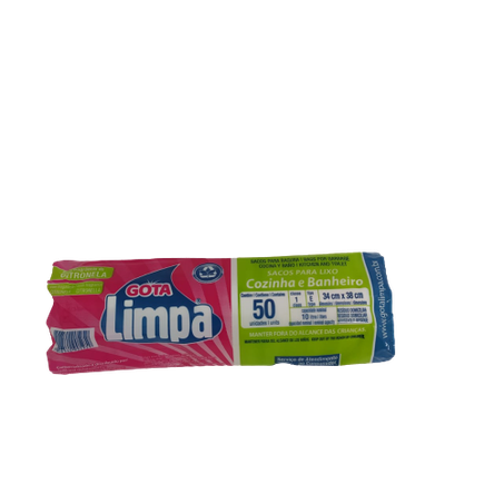 Saco lixo gota limpa pia rolo 50un 10l