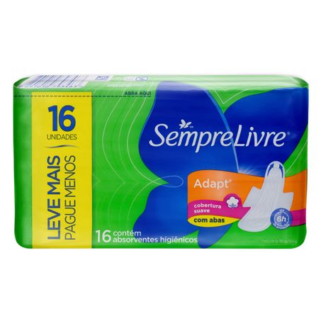 ABSORVENTE COM ABAS SUAVE SEMPRE LIVRE ADAPT LEVE MAIS PAGUE MENOS