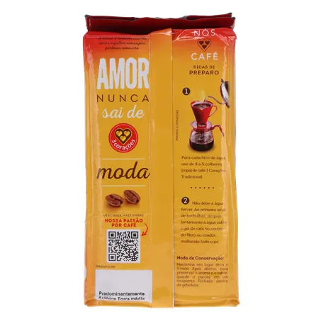 Cafe 3 coracoes tradicional vacuo lv500g pg 475g 360-2