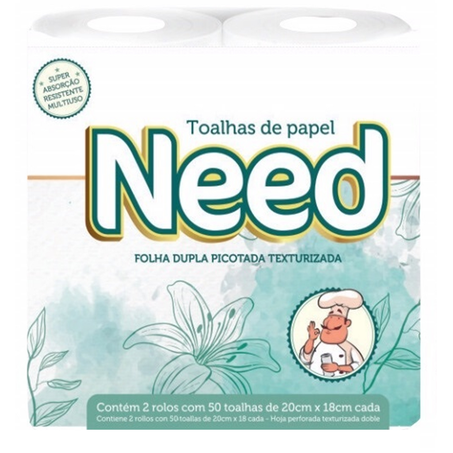PAPEL TOALHA NEED COZINHA 2X 50 FOLHAS PCT