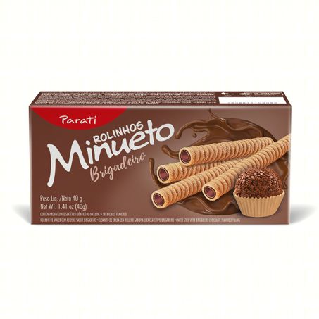 Rolinhos de wafer recheio brigadeiro minueto