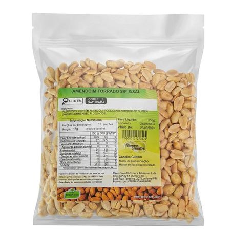 AMENDOIM TORRADO SEM PELE SEM SAL 250G