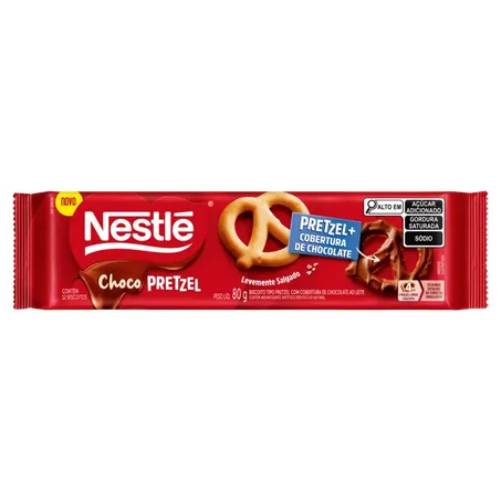 Biscoito Nestlé Choco Pretzel Com Cobertura Chocolate Pacote 80g 
 
