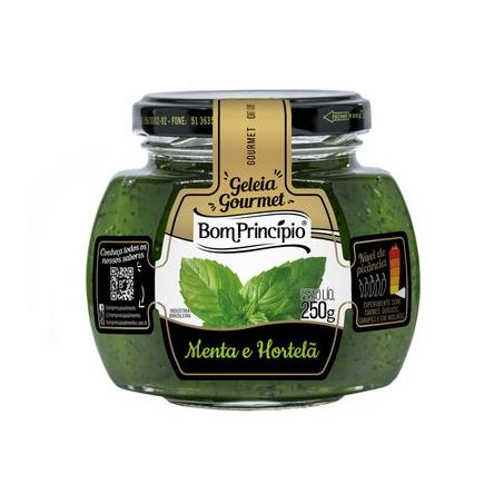 Geleia Gourmet Bom Princípio Menta e Hortelã Pote de Vidro 250gr
