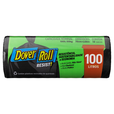 Saco para Lixo Dover Roll 100 Litros - Resist - Com 10 Sacos