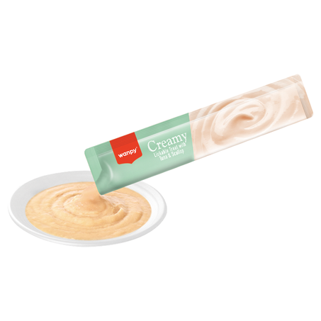 Petisco gato wanpy creamy atum e vieira 360-1