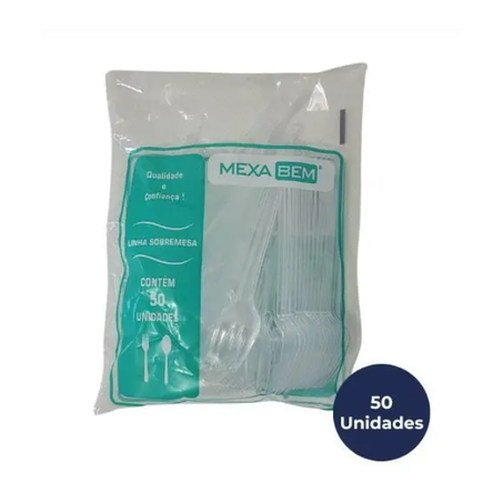 GARFO REFEIÇÃO DESCARTÁVEL 15,5CM CRISTAL C/50UN MEXA BEM